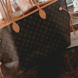 Louis Vuitton Brown Monogram Canvas Tote with Tan Trim